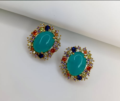 Green Pota Stone Earings