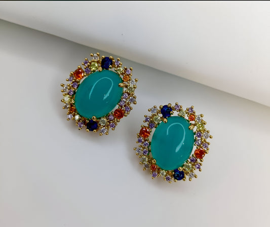 Green Pota Stone Earings