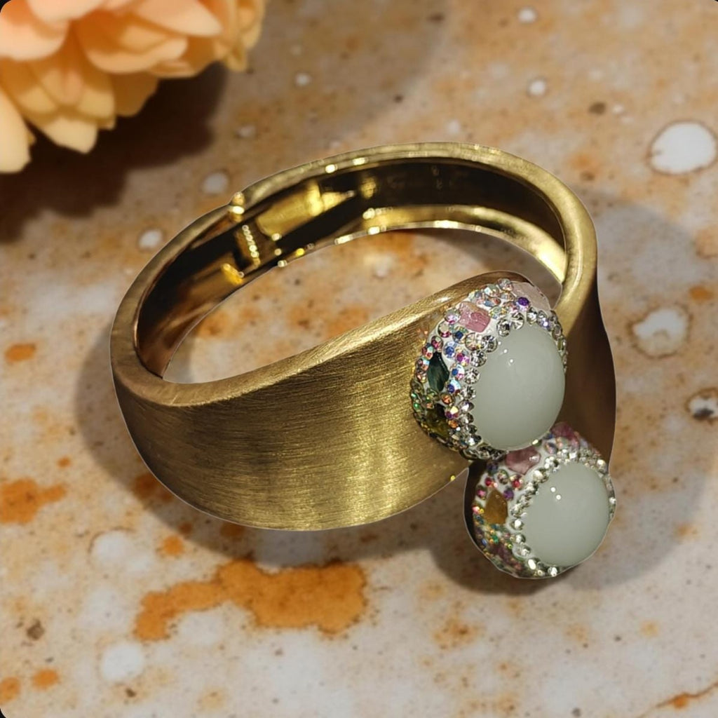 Matte Gold Turkish White Opal Bracelet