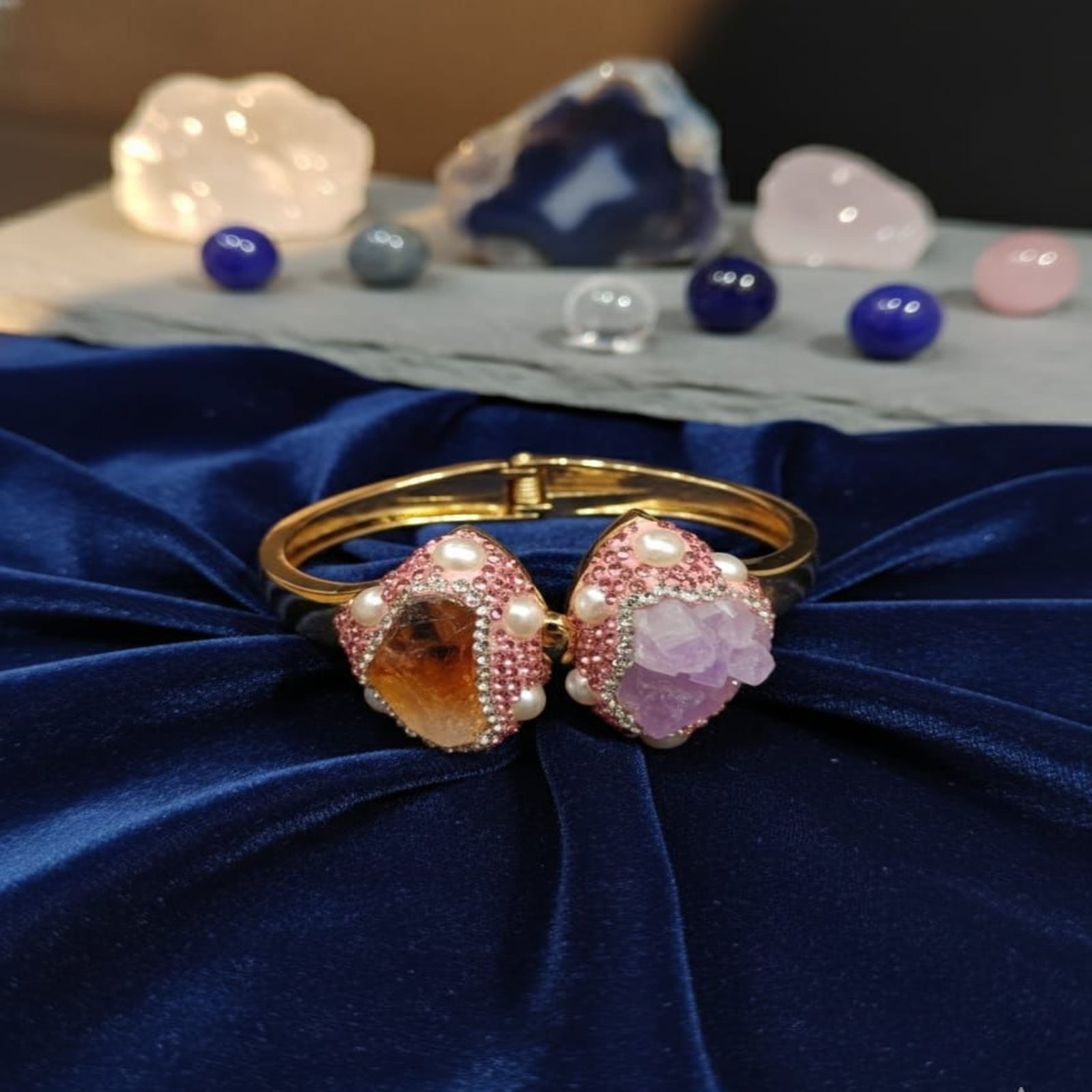 Turkish Pink Double Crystal Designer Bracelet