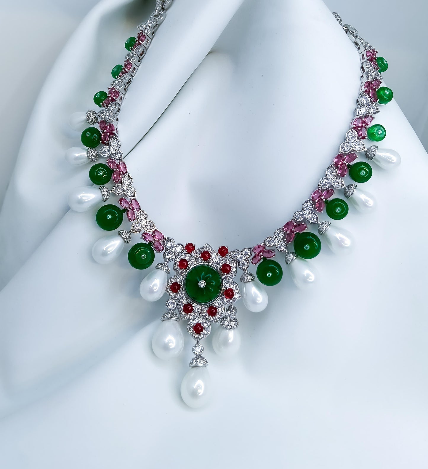 Bulgari Inspired Pearl Ruby necklace