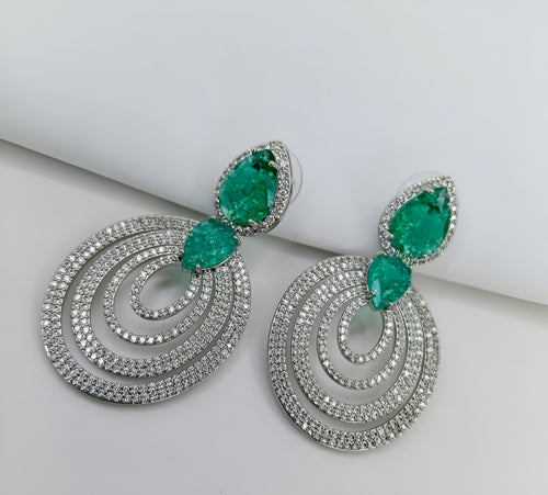 Green Russian Doublet CZ Earings