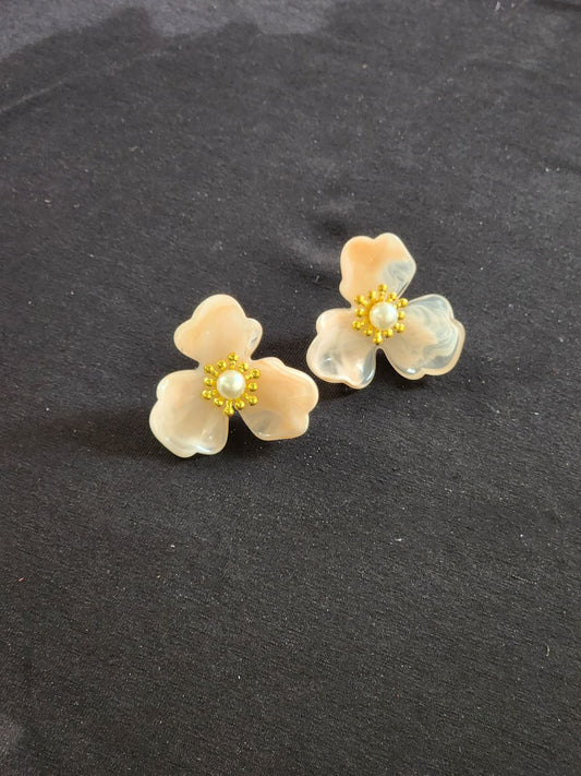 Peach Pearl Korean Earings