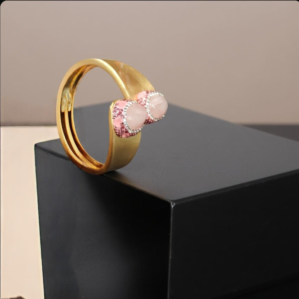Matte Gold Turkish Rose Quartz Bracelet