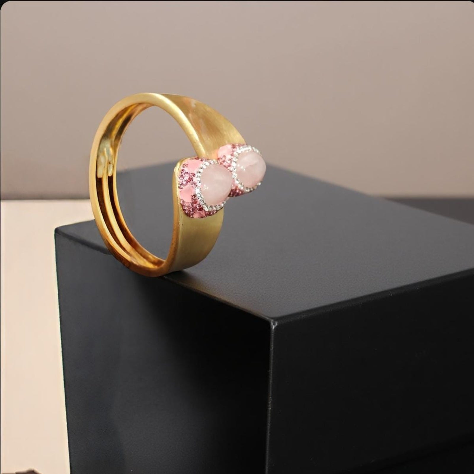 Matte Gold Turkish Rose Quartz Bracelet
