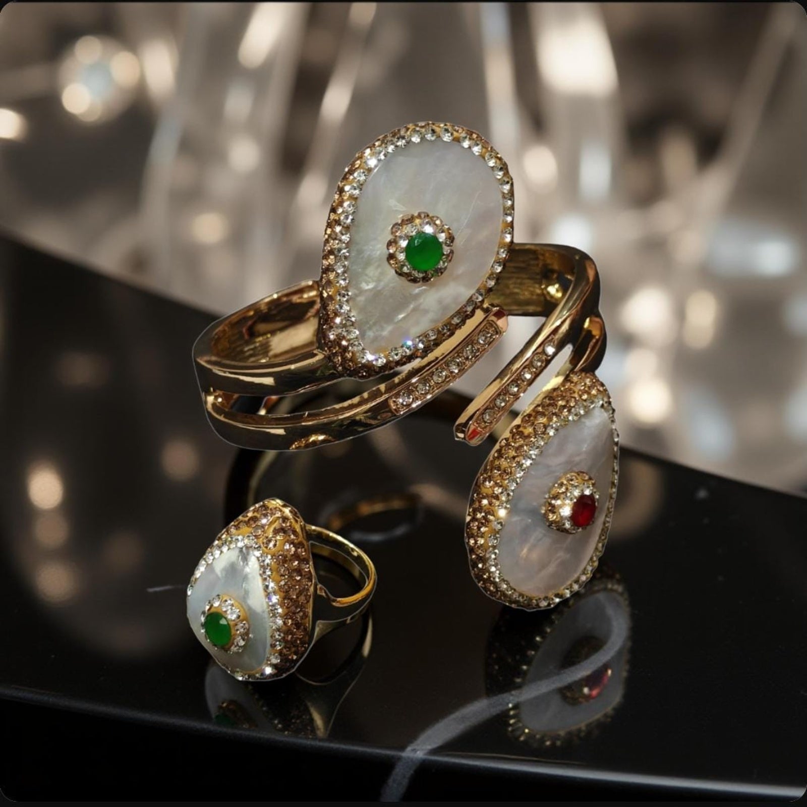 Mother of Pearl Teardrop Turkish Bracelet & Ring