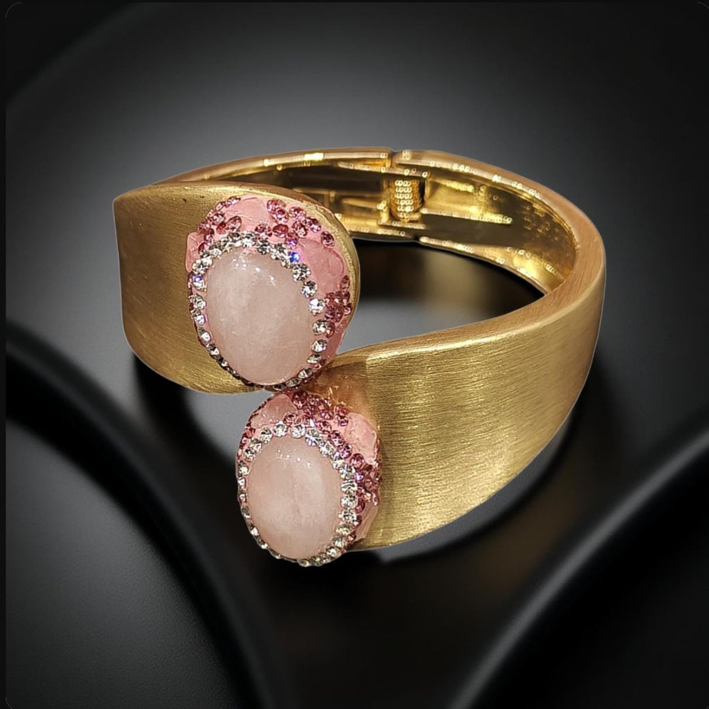 Matte Gold Turkish Rose Quartz Bracelet