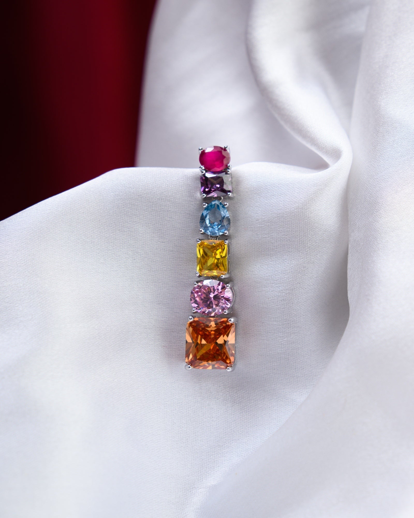Multicolour European Crystal Silver Plated Necklace with Earrings