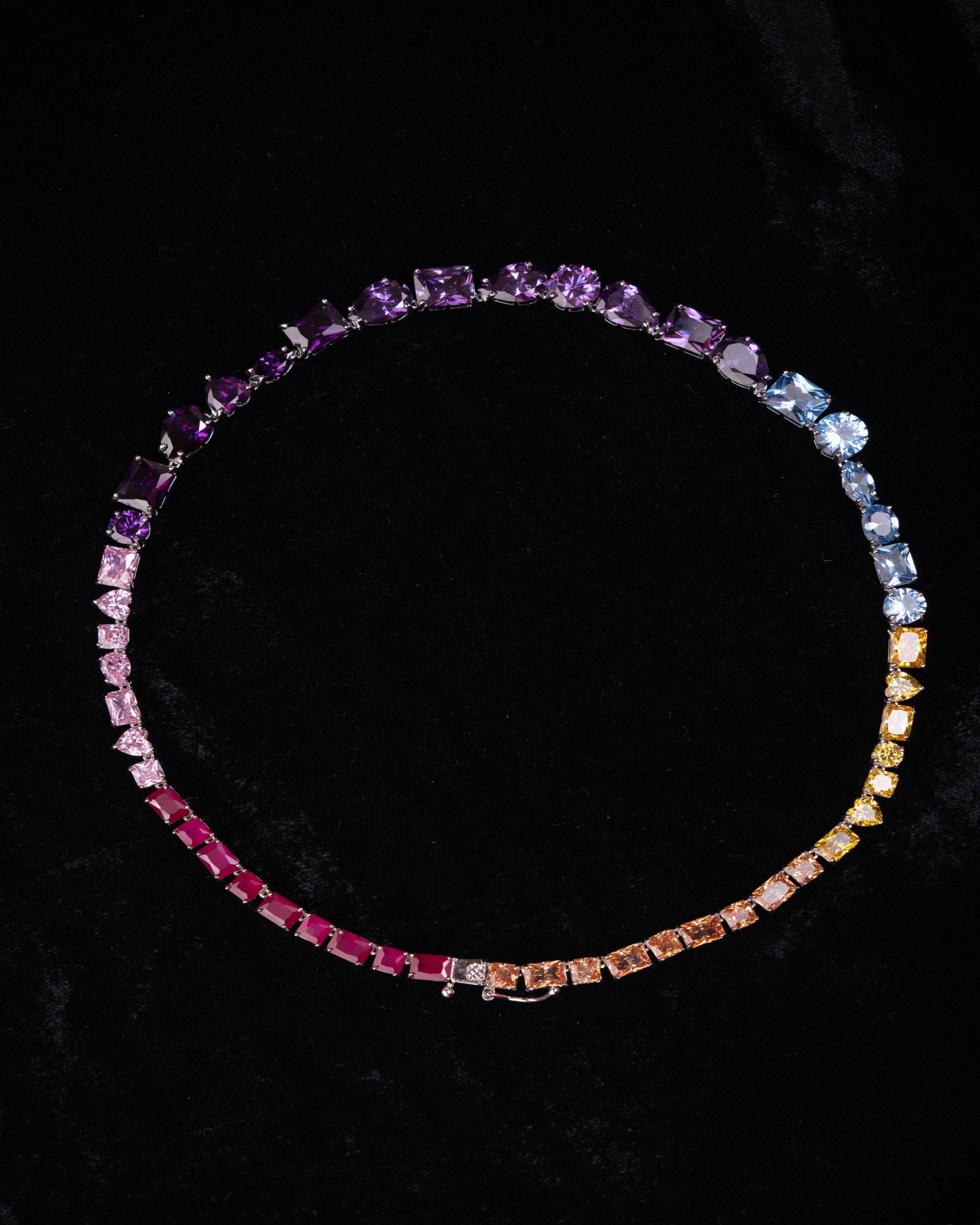 Multicolour European Crystal Silver Plated Necklace with Earrings