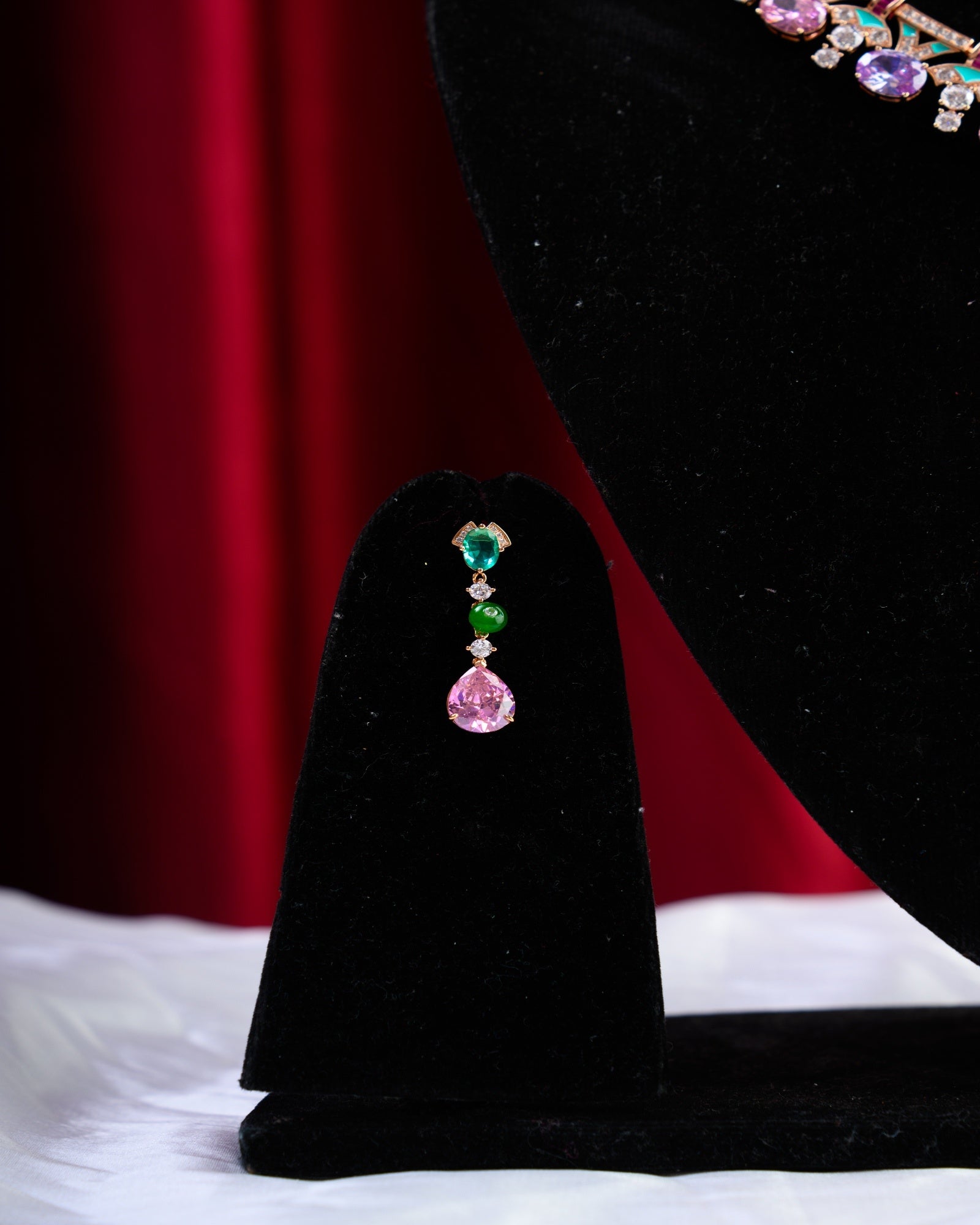 Bulgari Inspired European Crystal Enamel Necklace with Earrings
