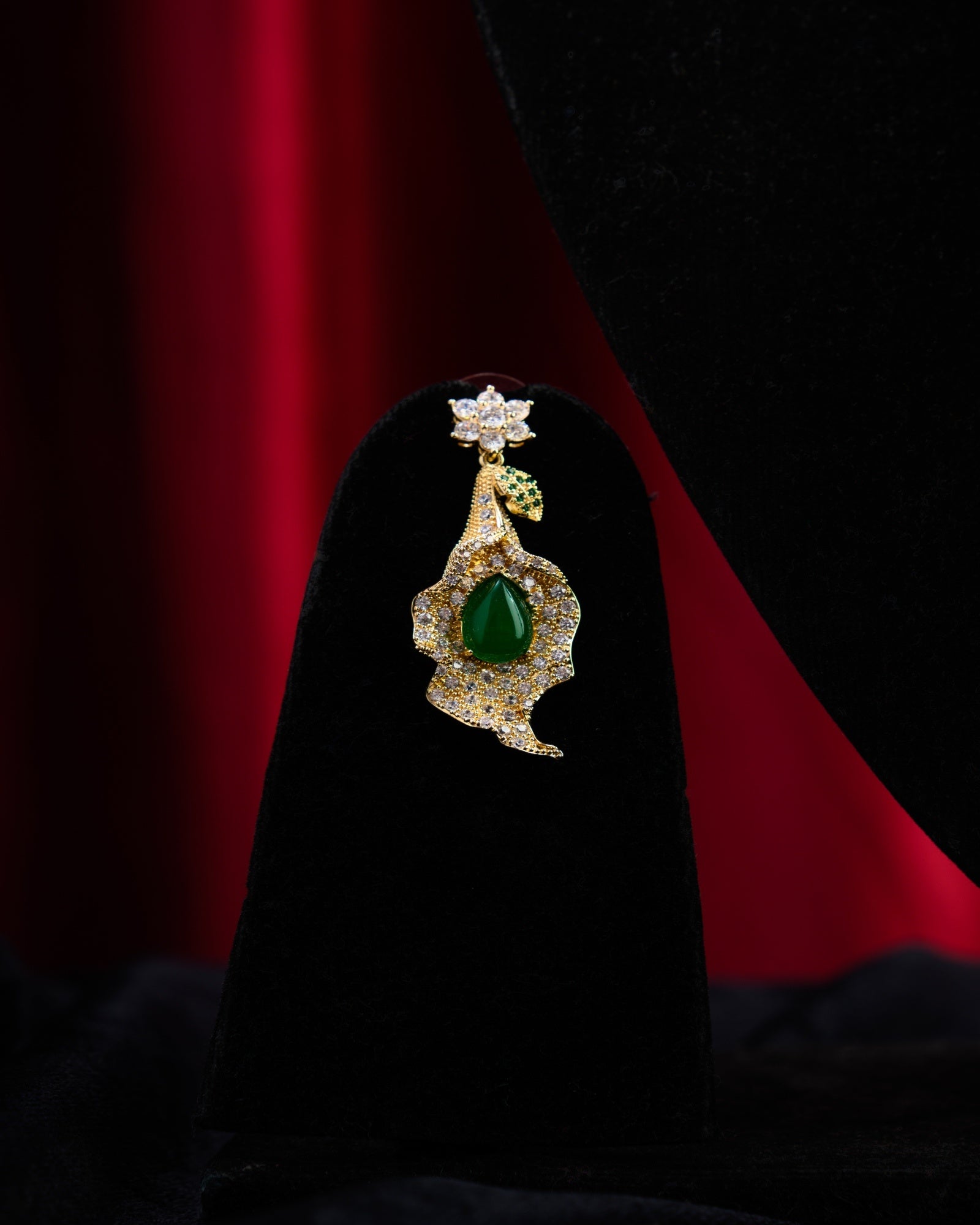 Bulgari Inspired Green Pota Stone CZ Necklace with Earrings