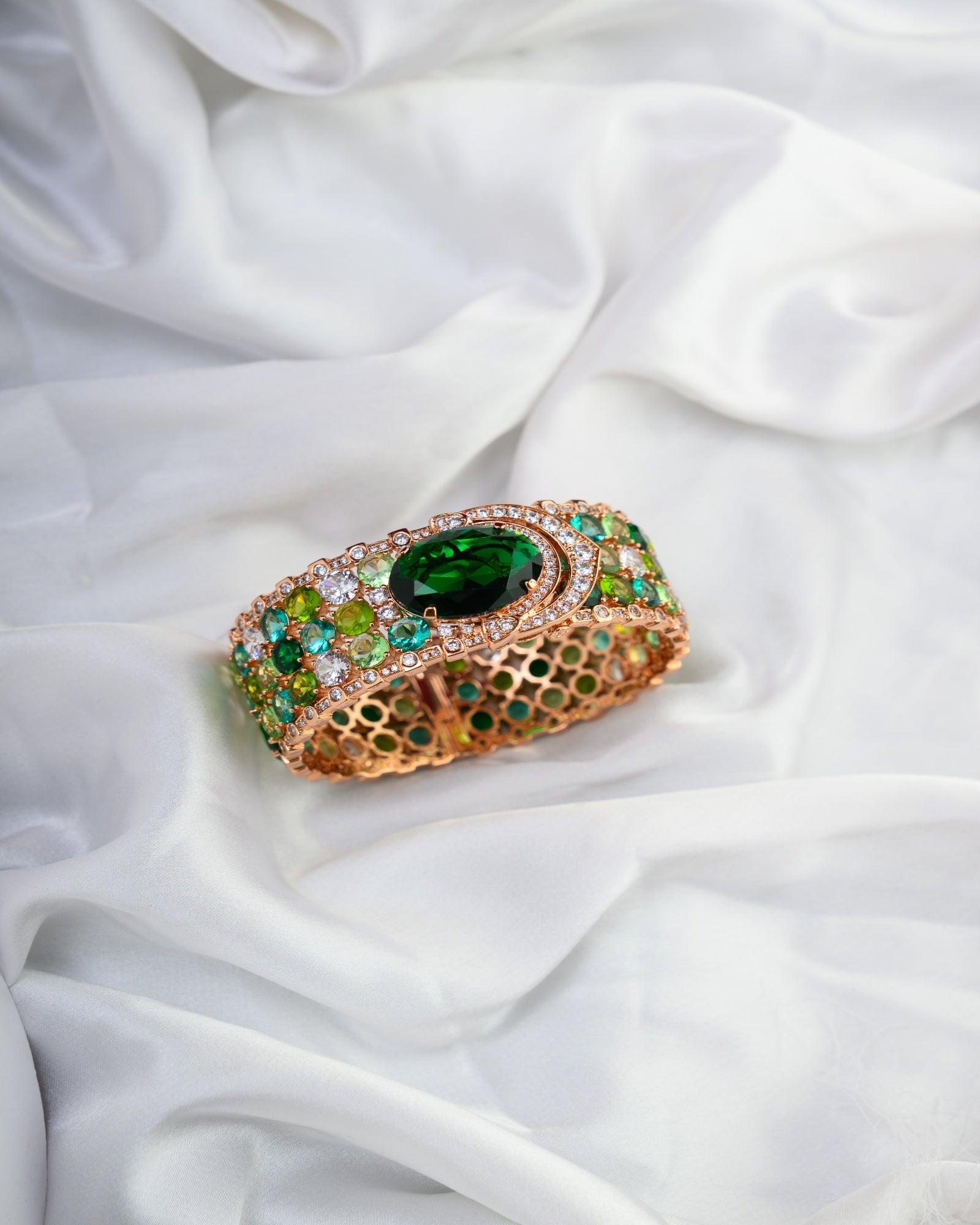 LV Inspired Green Russian Doublet with European Crystals Bracelet
