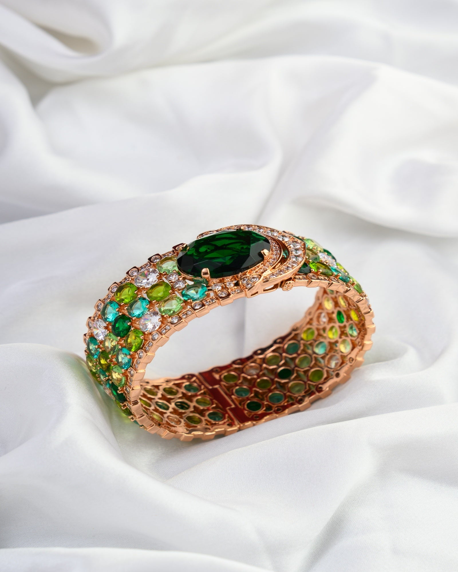 LV Inspired Green Russian Doublet with European Crystals Bracelet