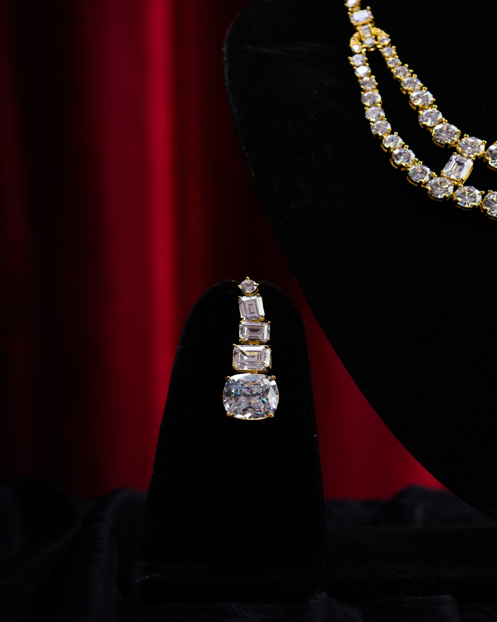 Gold Plated European Crystal Necklace with Earrings