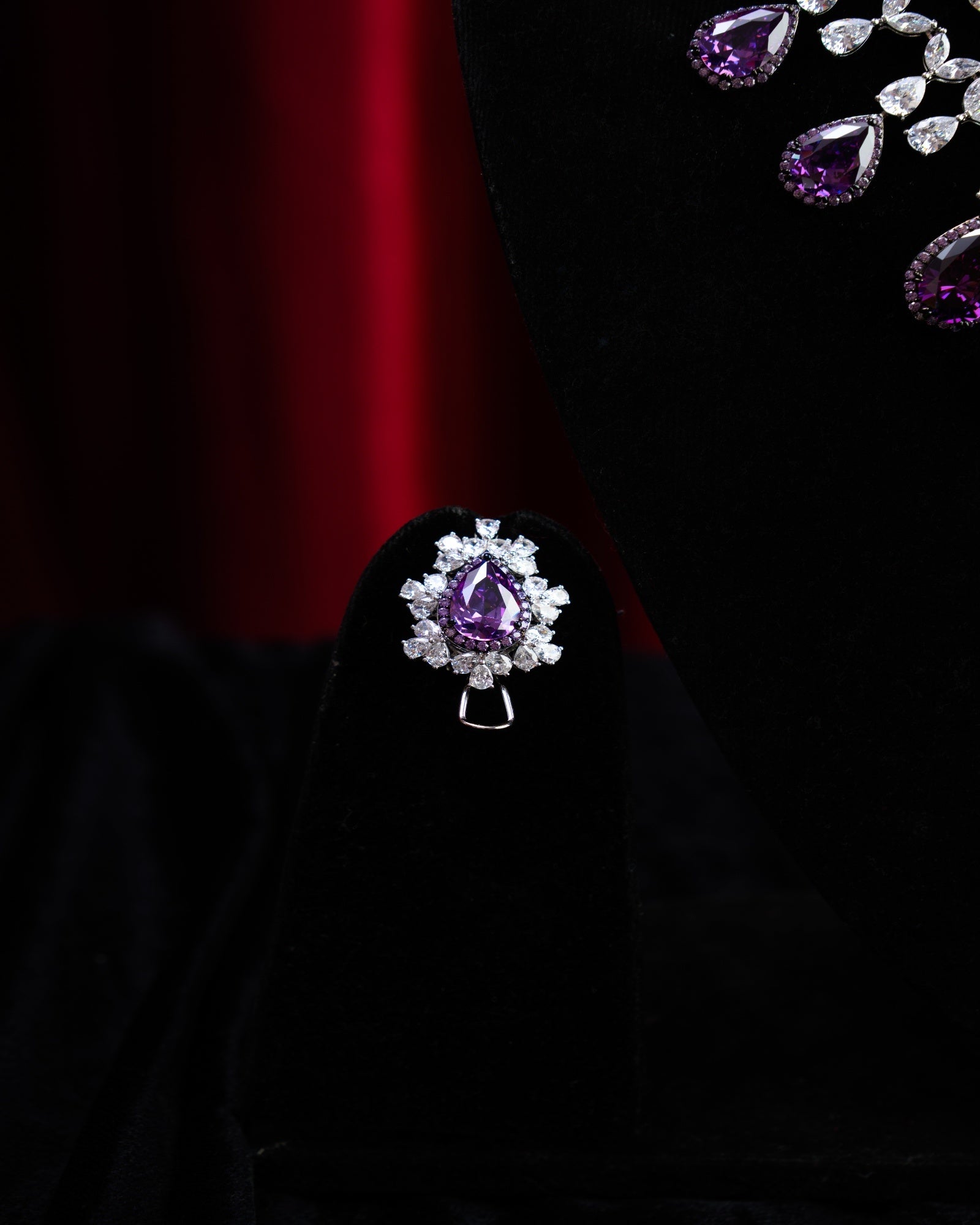 Graff Inspired Amethyst Crystal CZ Necklace with Earrings