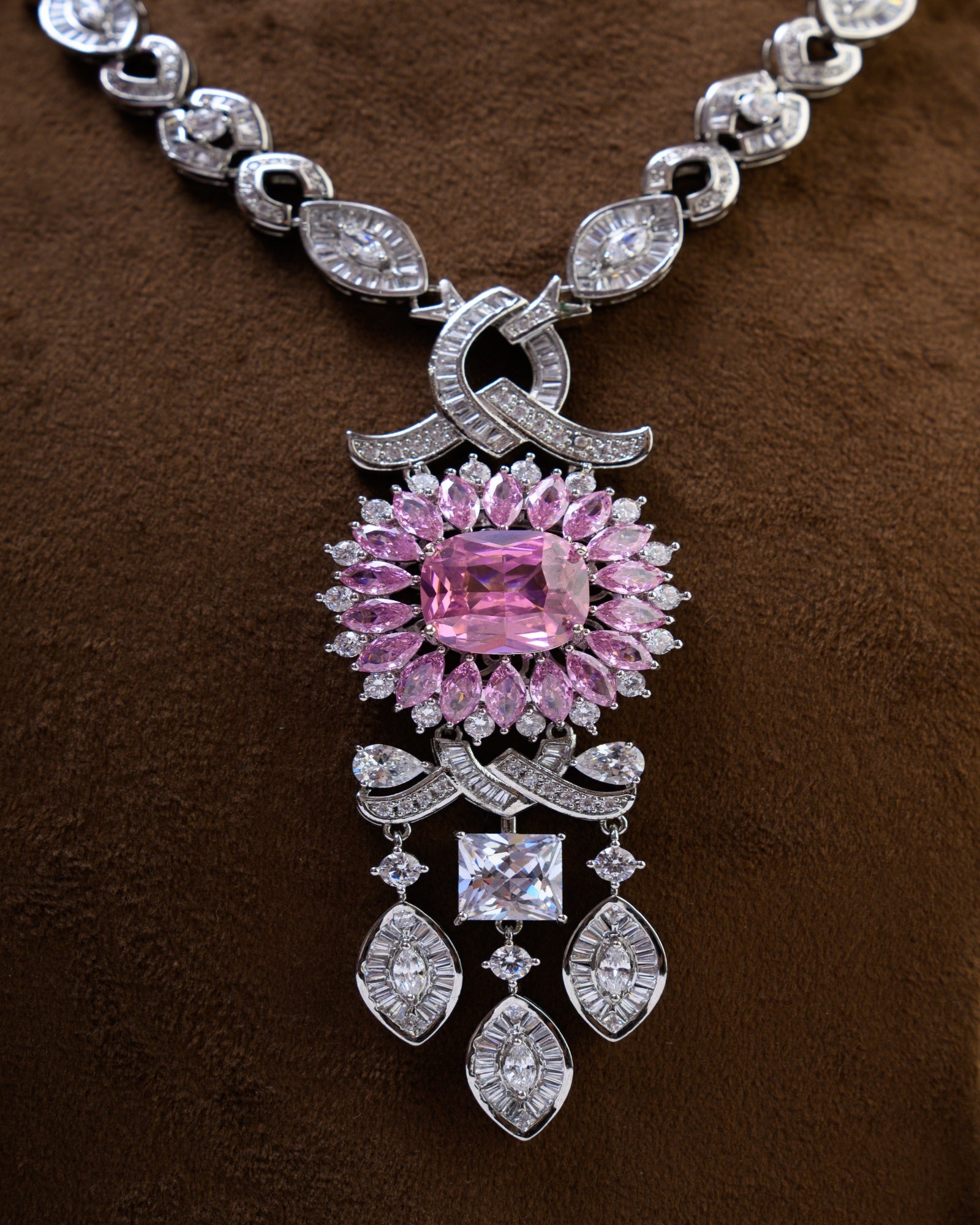 Pink Swarovski European CZ Necklace