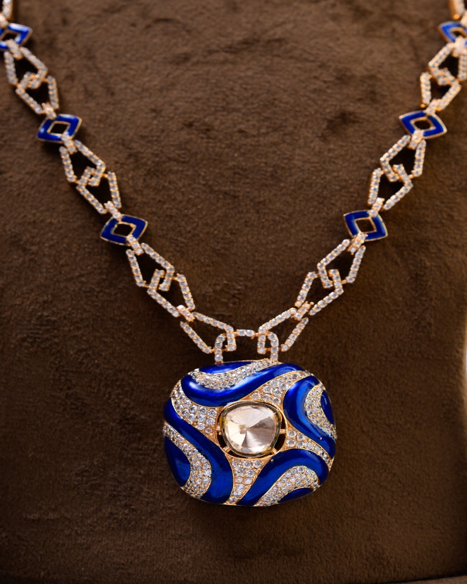 Blue White Enamel Designed by Katrina Perez with Earrings