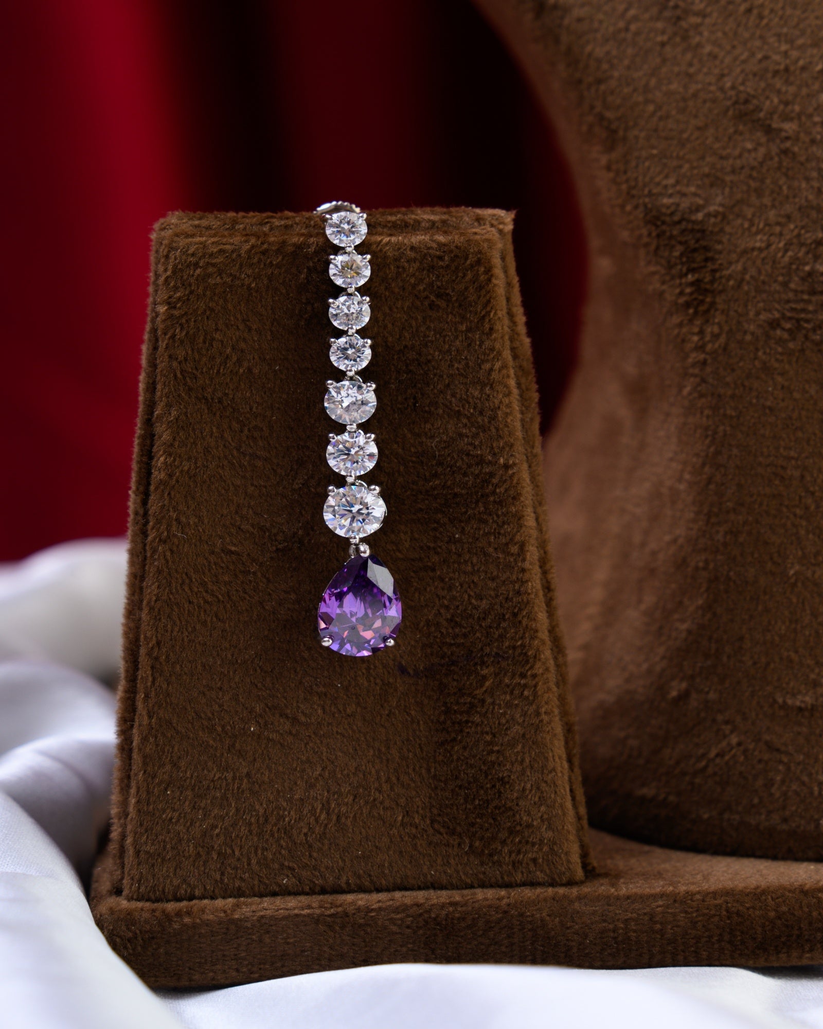 Swarovski Inspired Purple Crystal CZ Necklace with Earrings