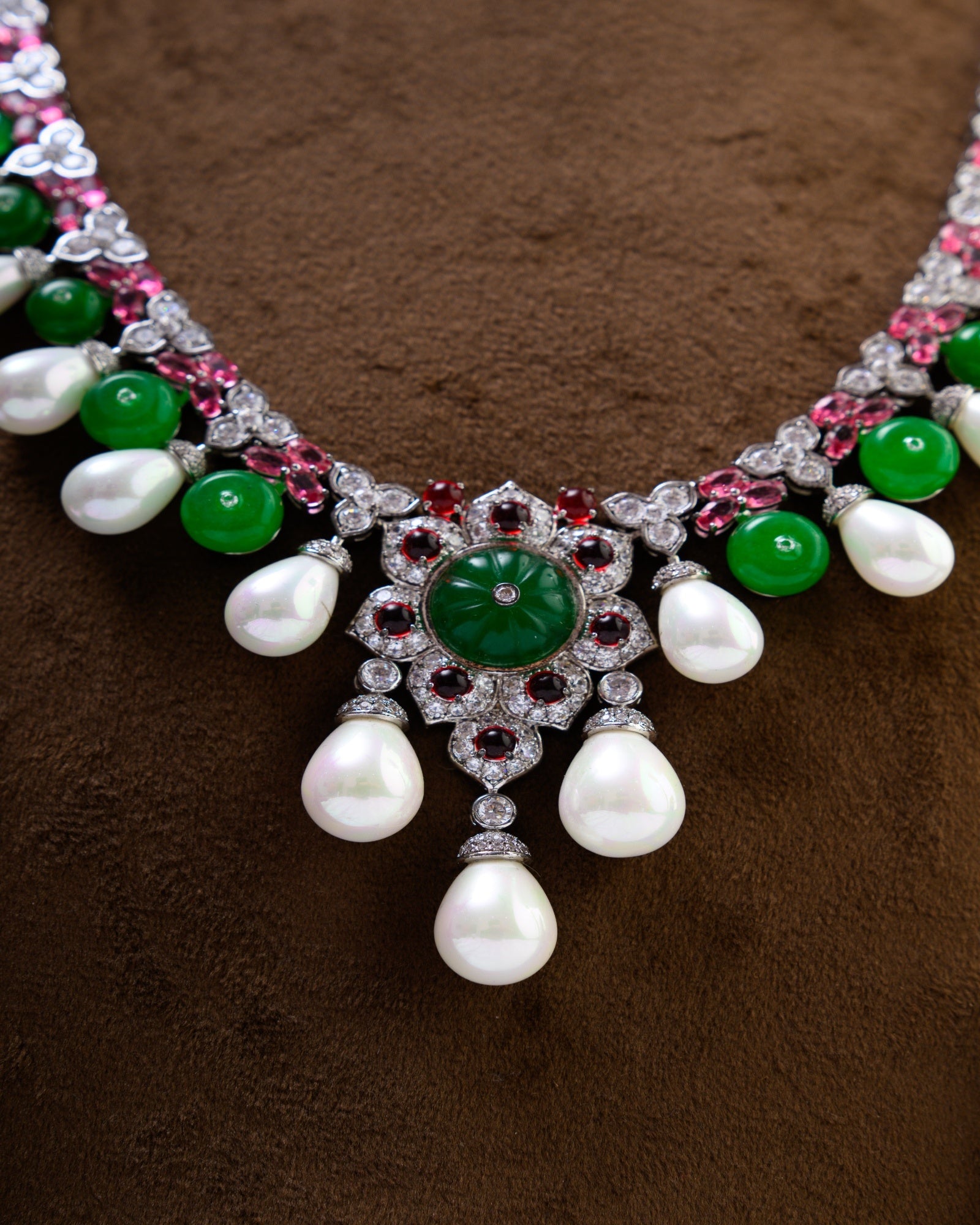 Bulgari Inspired Pearl Ruby necklace