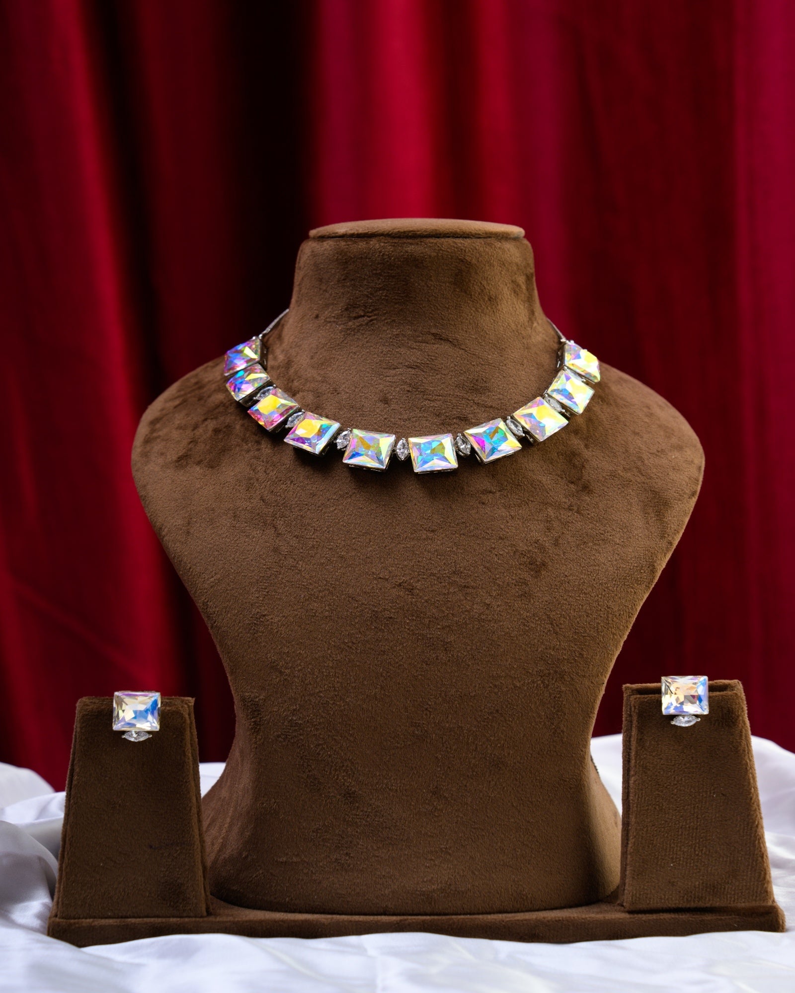 European Crystal Moonshine Necklace with Earrings