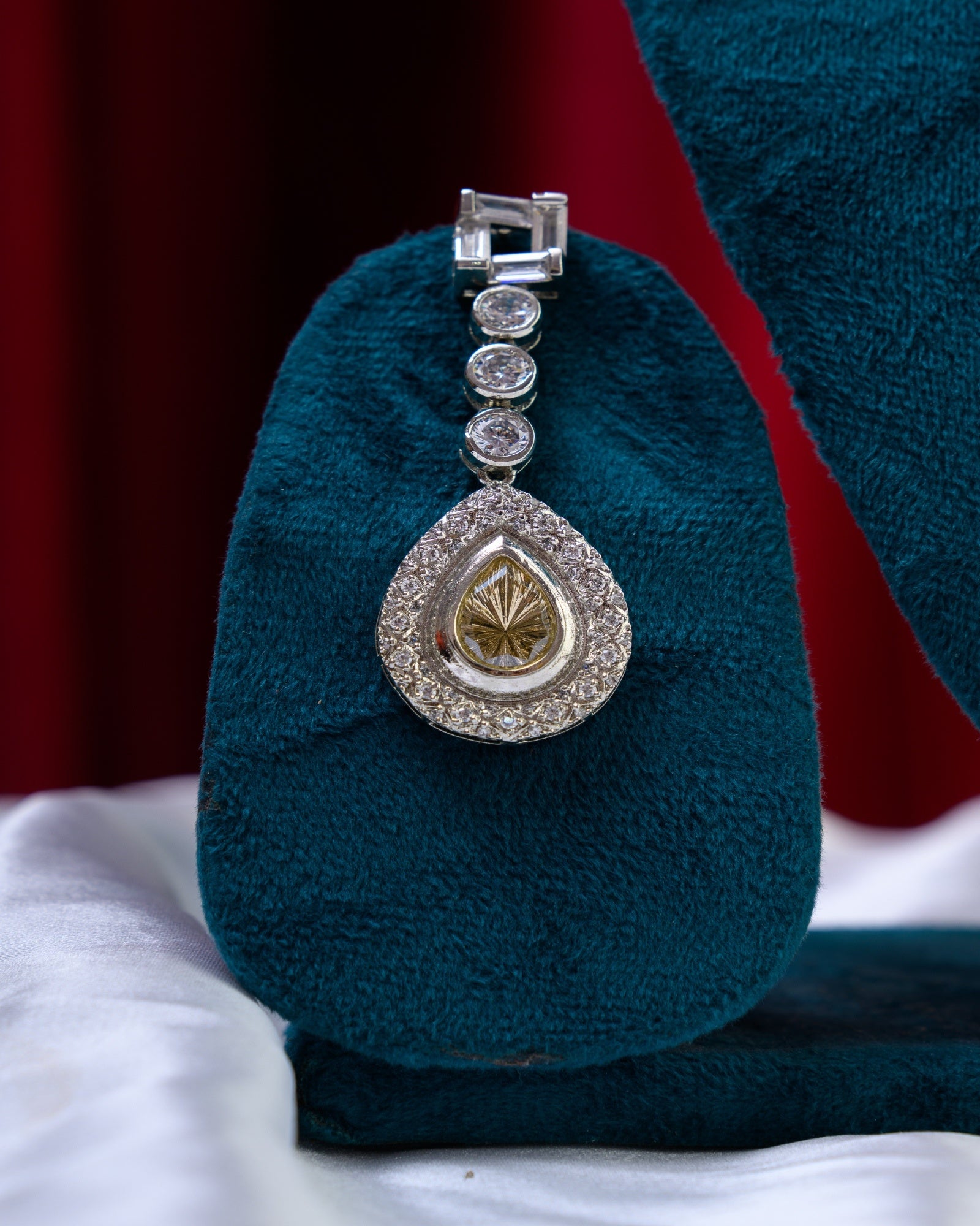 European CZ Champagne Necklace with Earrings