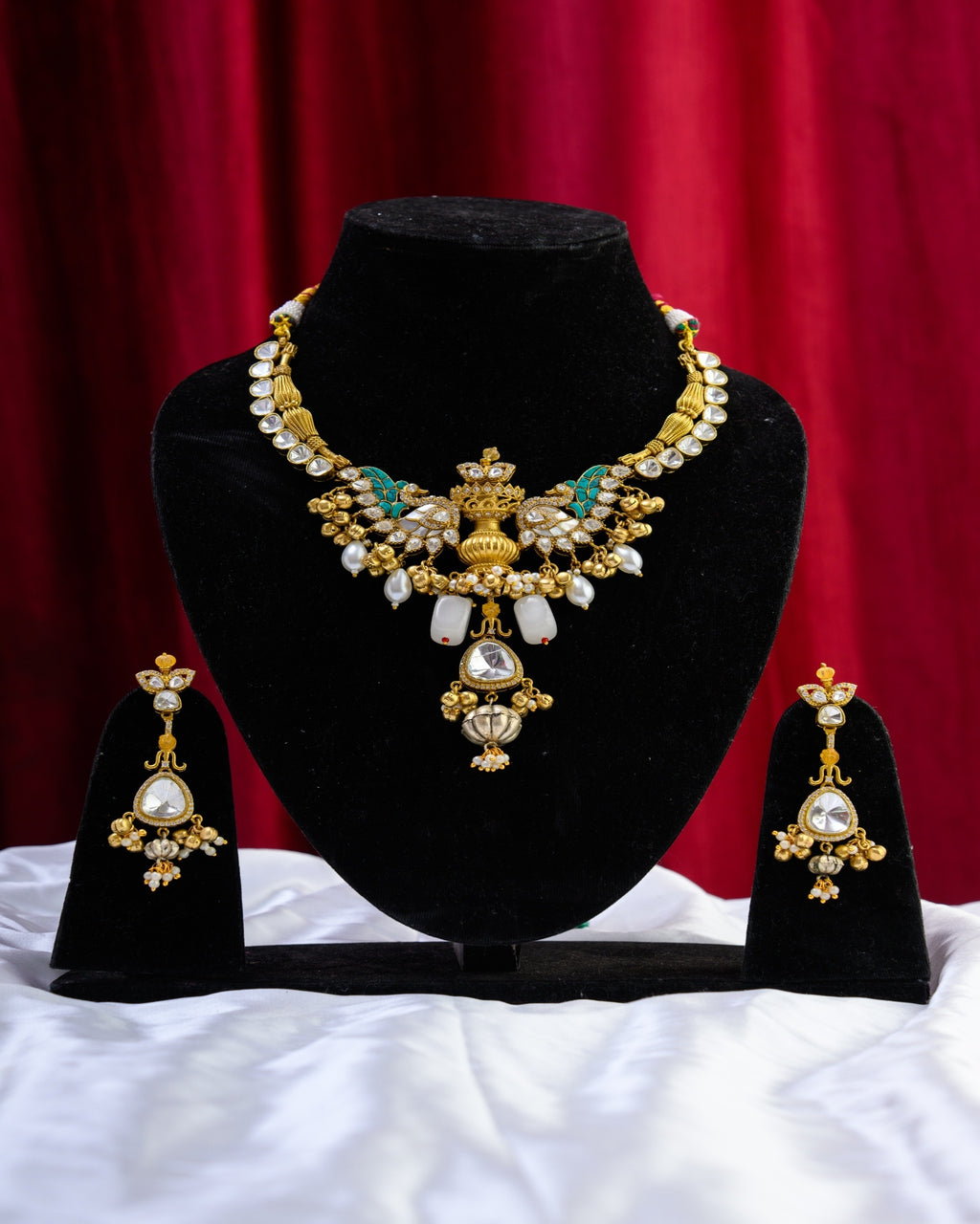Apala Gold with Firoza and Australian MOP Necklace with Earrings