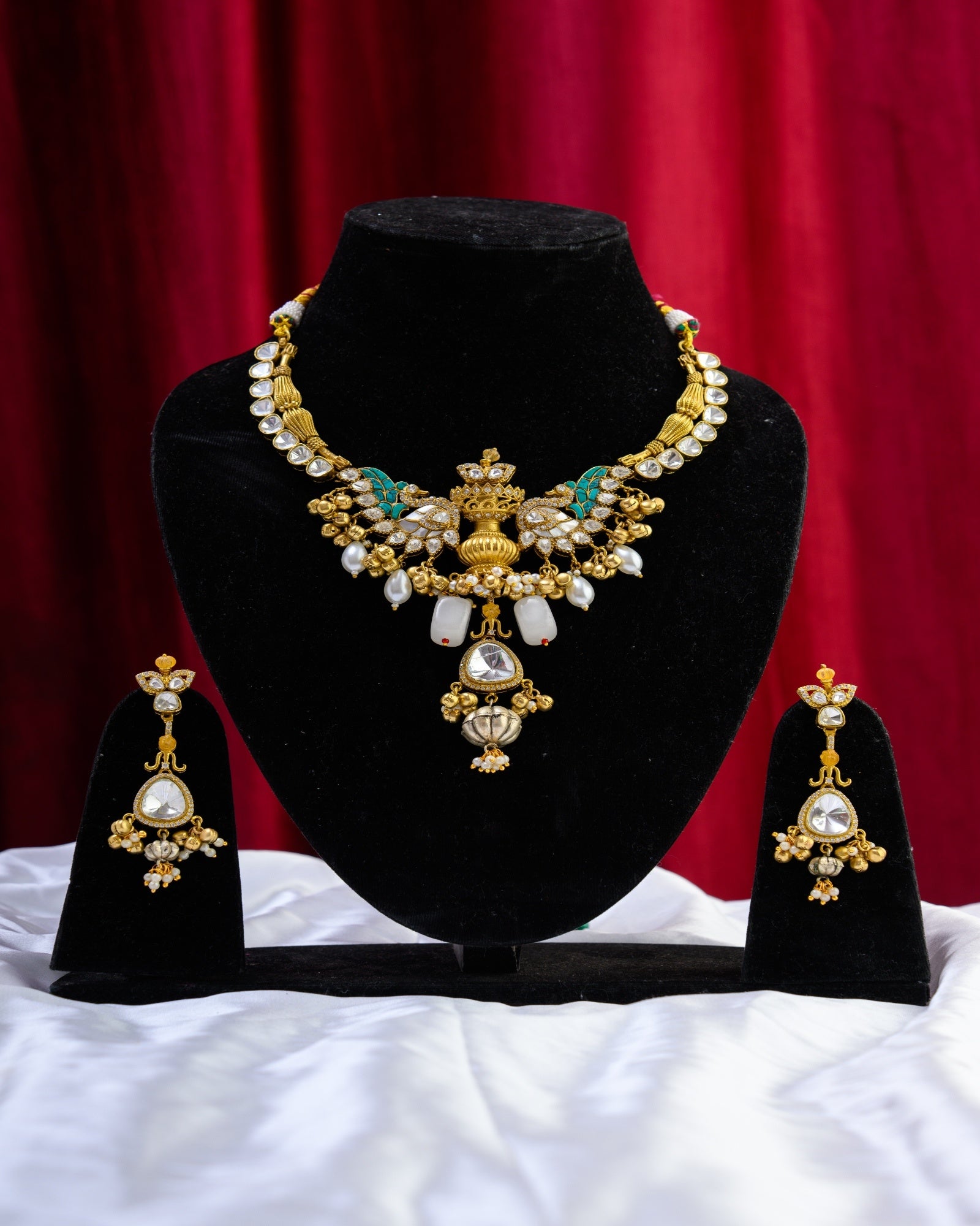 Apala Gold with Firoza and Australian MOP Necklace with Earrings