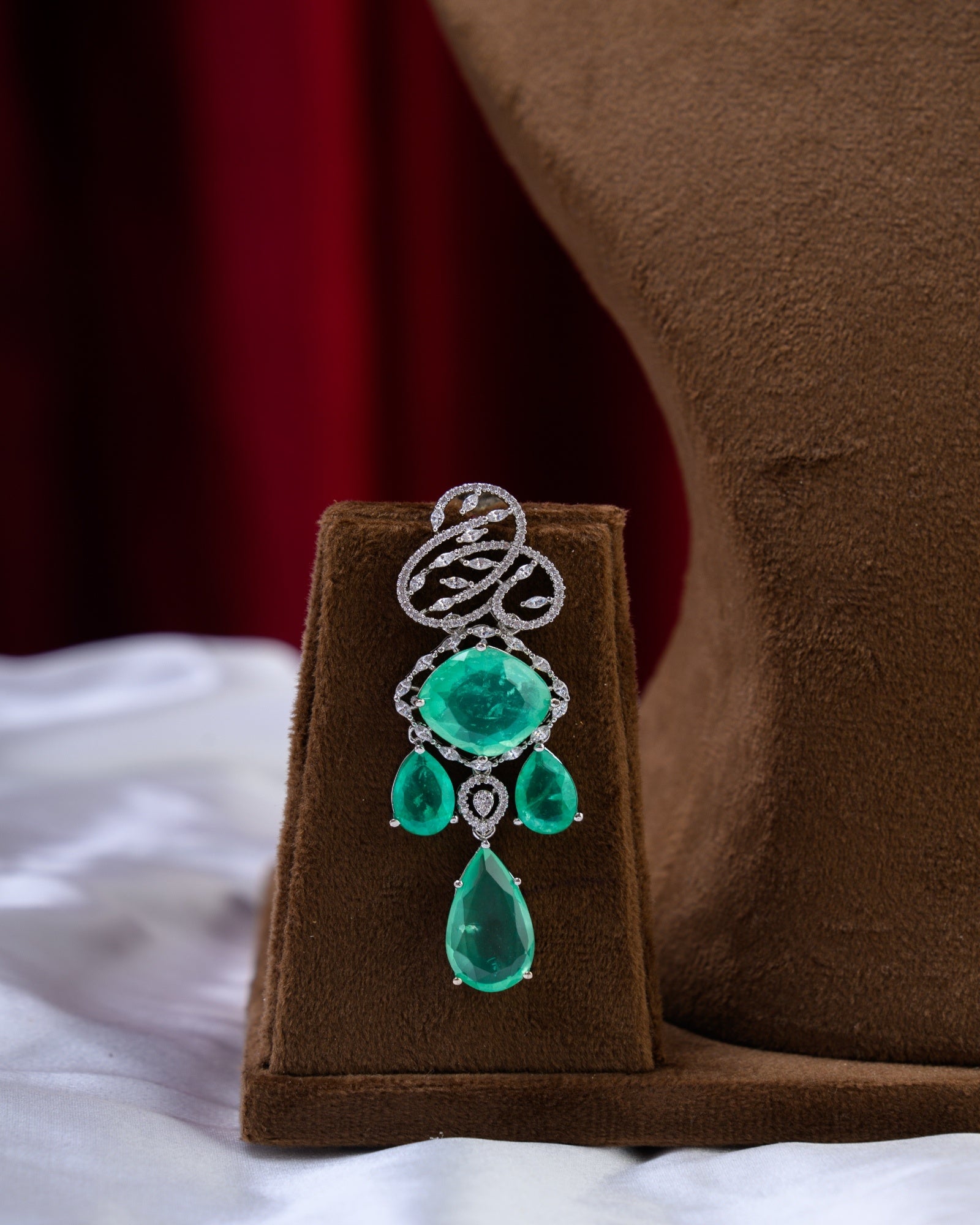 Mint Russian Doublet with AD Necklace with Earrings