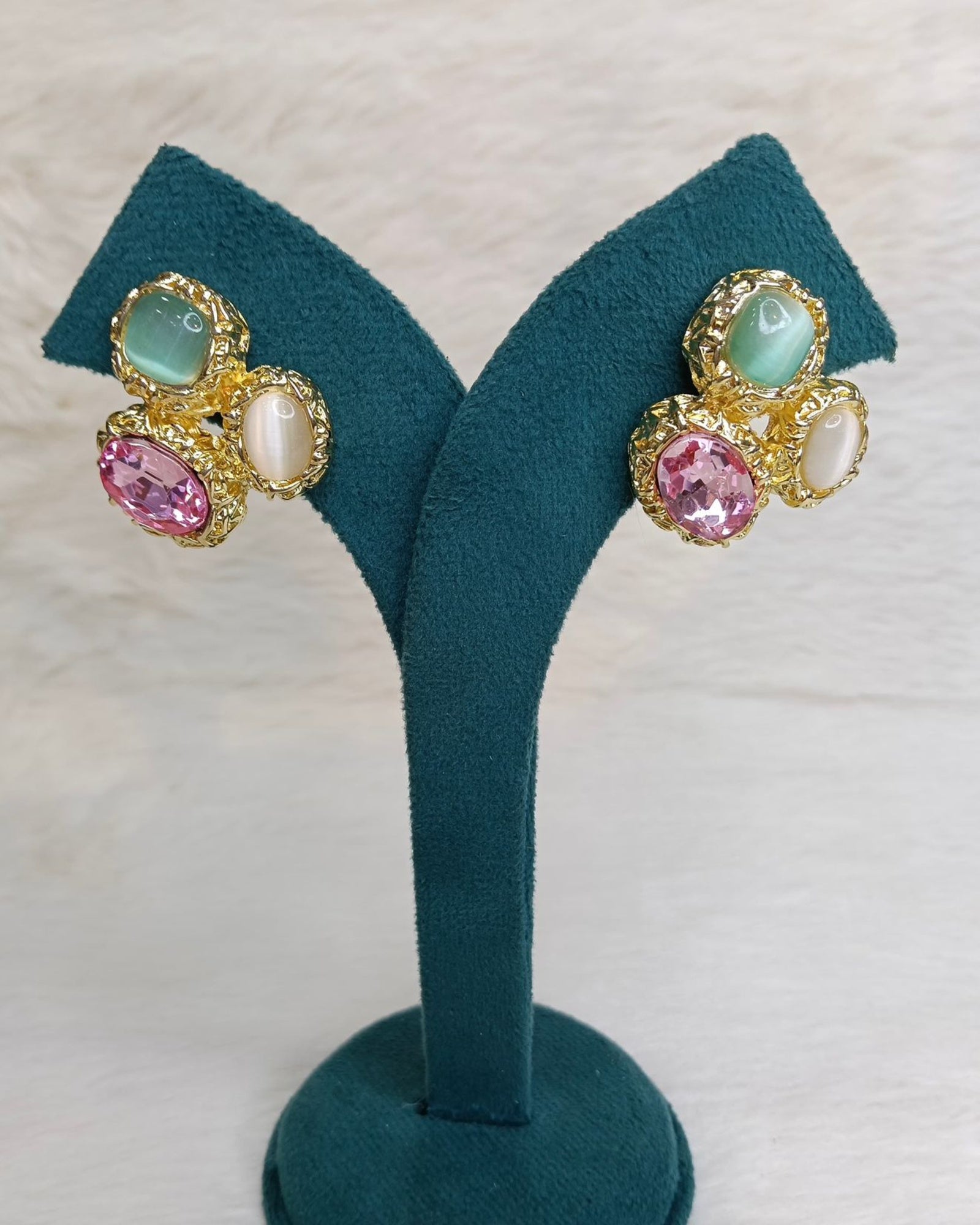 Anti-Tarnish Tri Colour Earrings