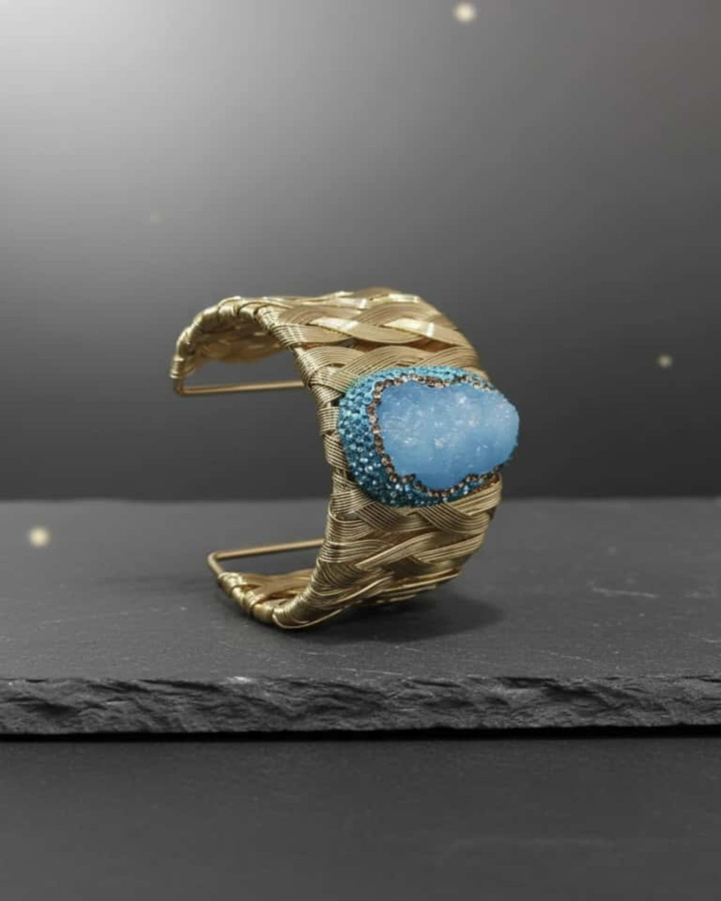 Blue Stone Golden Hand Cuff