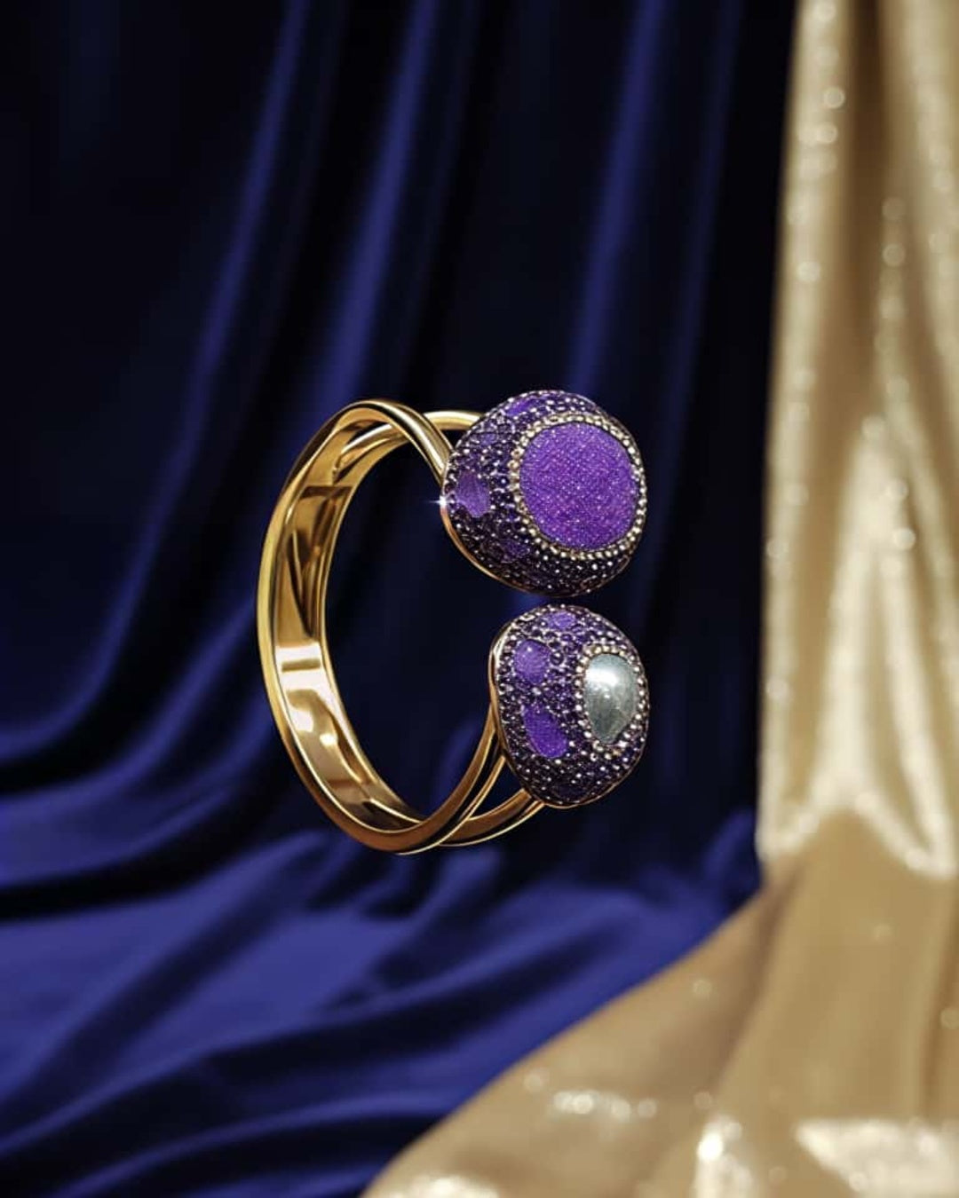 Pearl with Amethyst Silver Sequence Turkish Bracelet