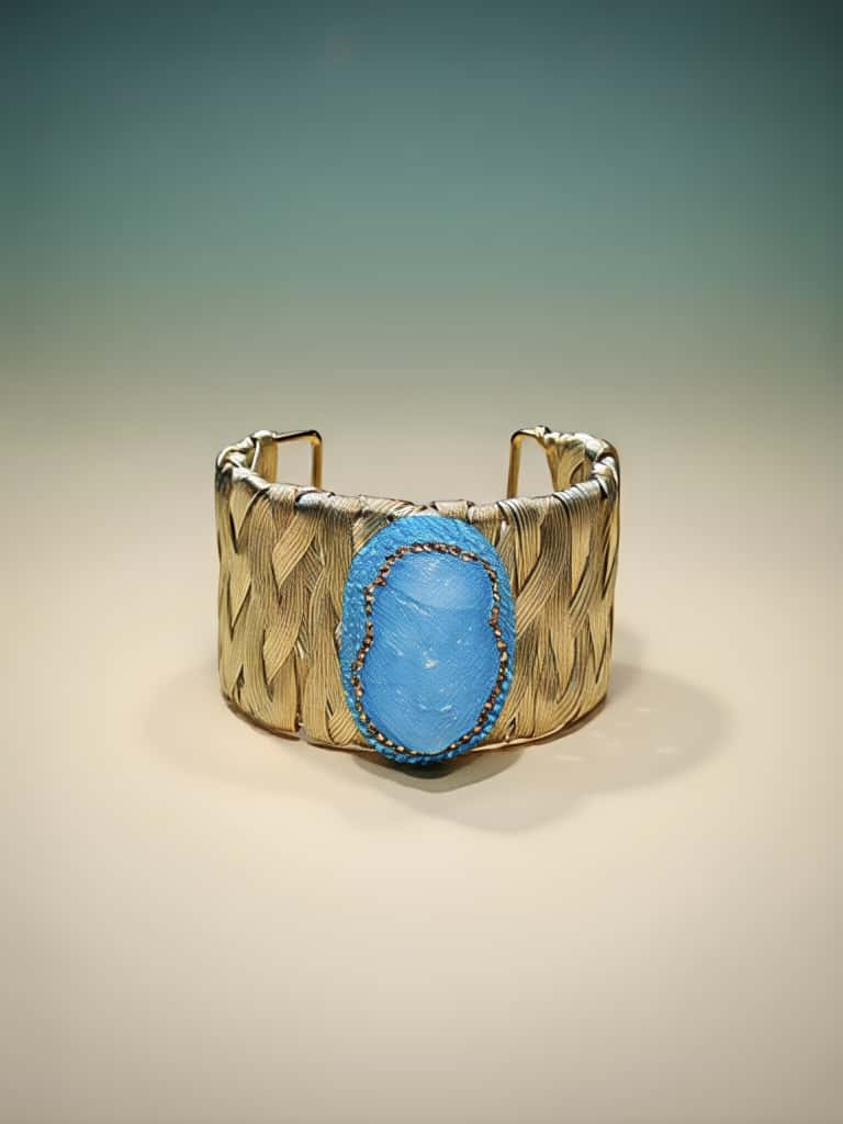 Blue Stone Golden Hand Cuff