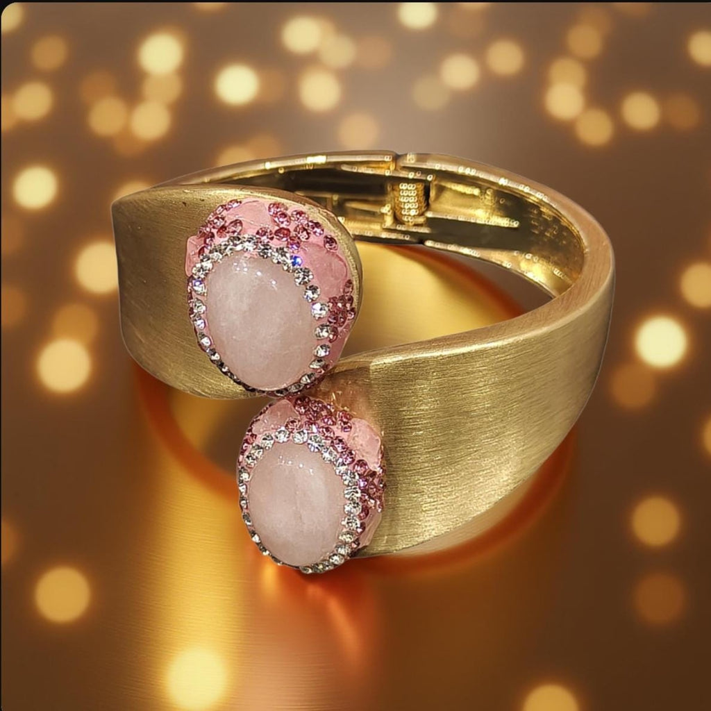 Matte Gold Turkish Rose Quartz Bracelet