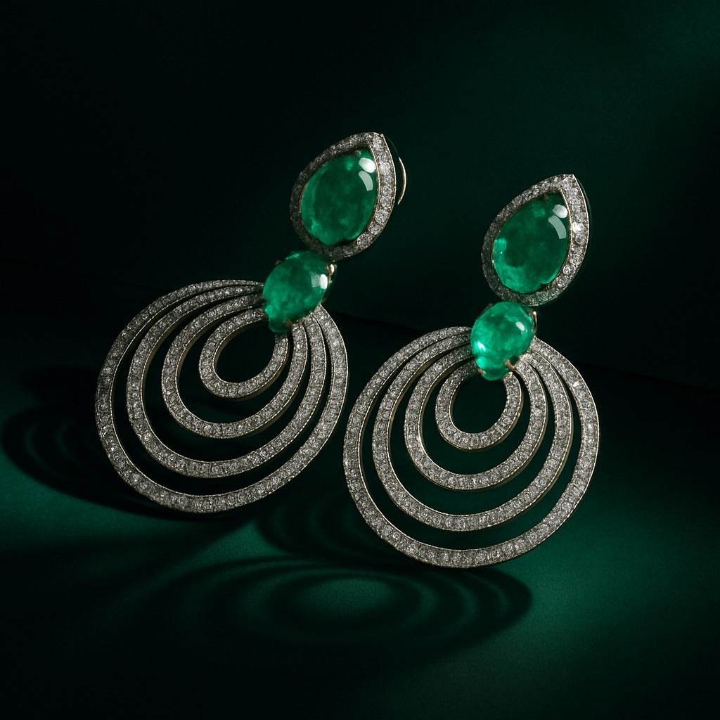 Green Russian Doublet CZ Earrings