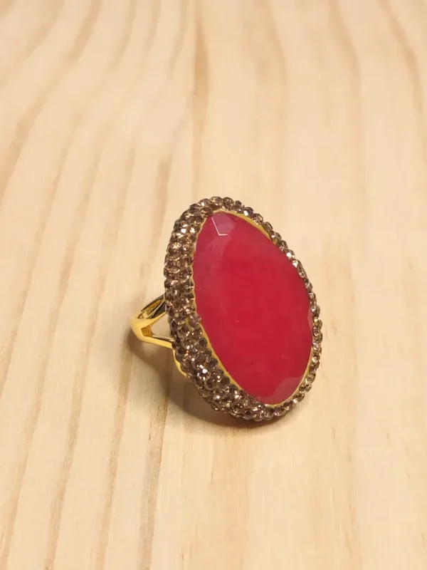 Coral Red Gem Turkish Handmade Ring