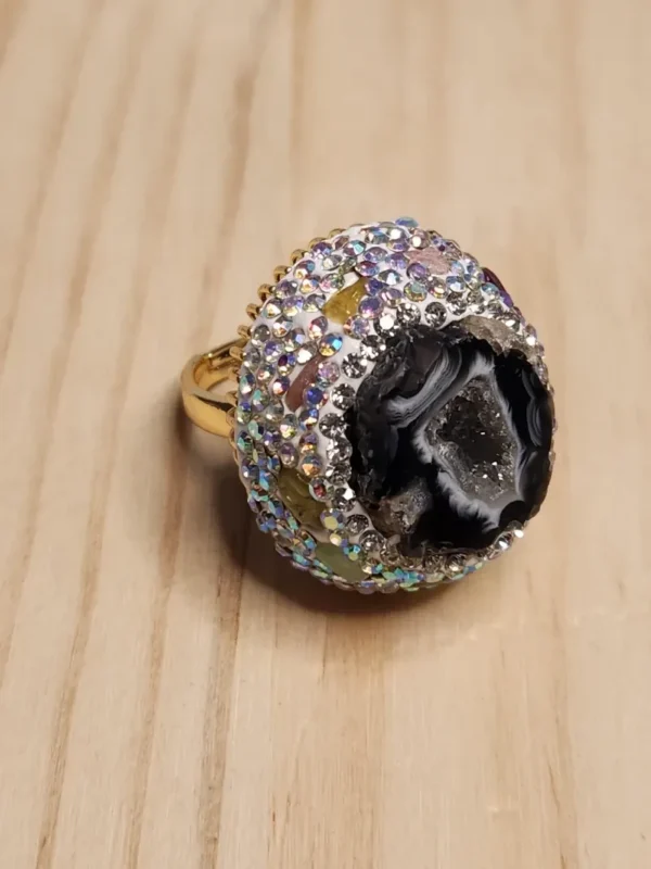 Tourmaline Black Raw Turkish Handmade Ring